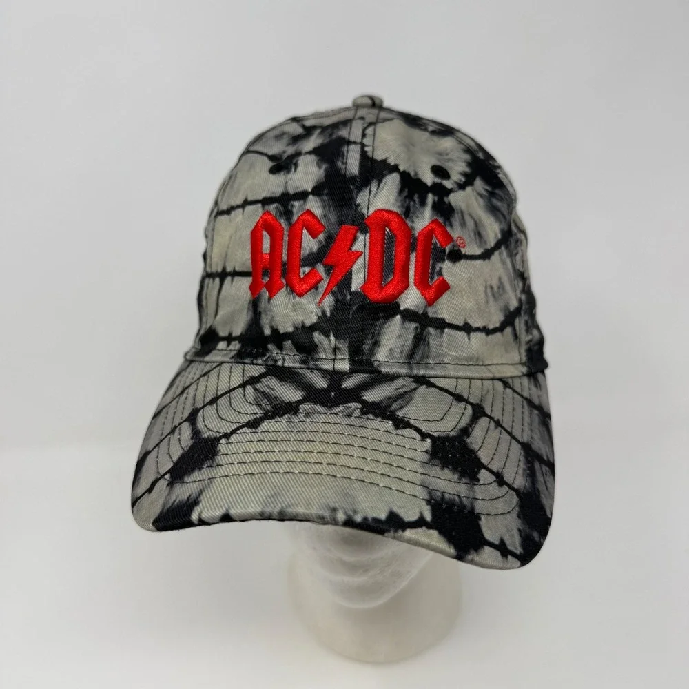 AC/DC Band Hat H3 Headwear Grey Black Tie Dye Red Logo Strapback Baseball Cap